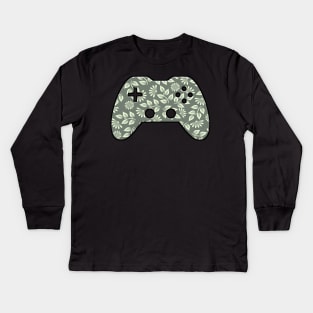 Flower Plant Leaf Pattern - Gaming Gamer Abstract - Gamepad Controller - Video Game Lover - Graphic Background Kids Long Sleeve T-Shirt